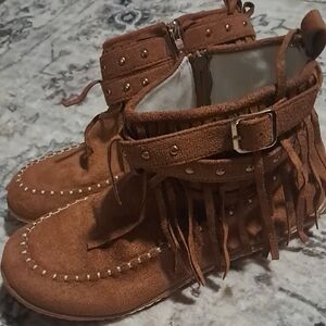 Fringed Suede Ankle Boots